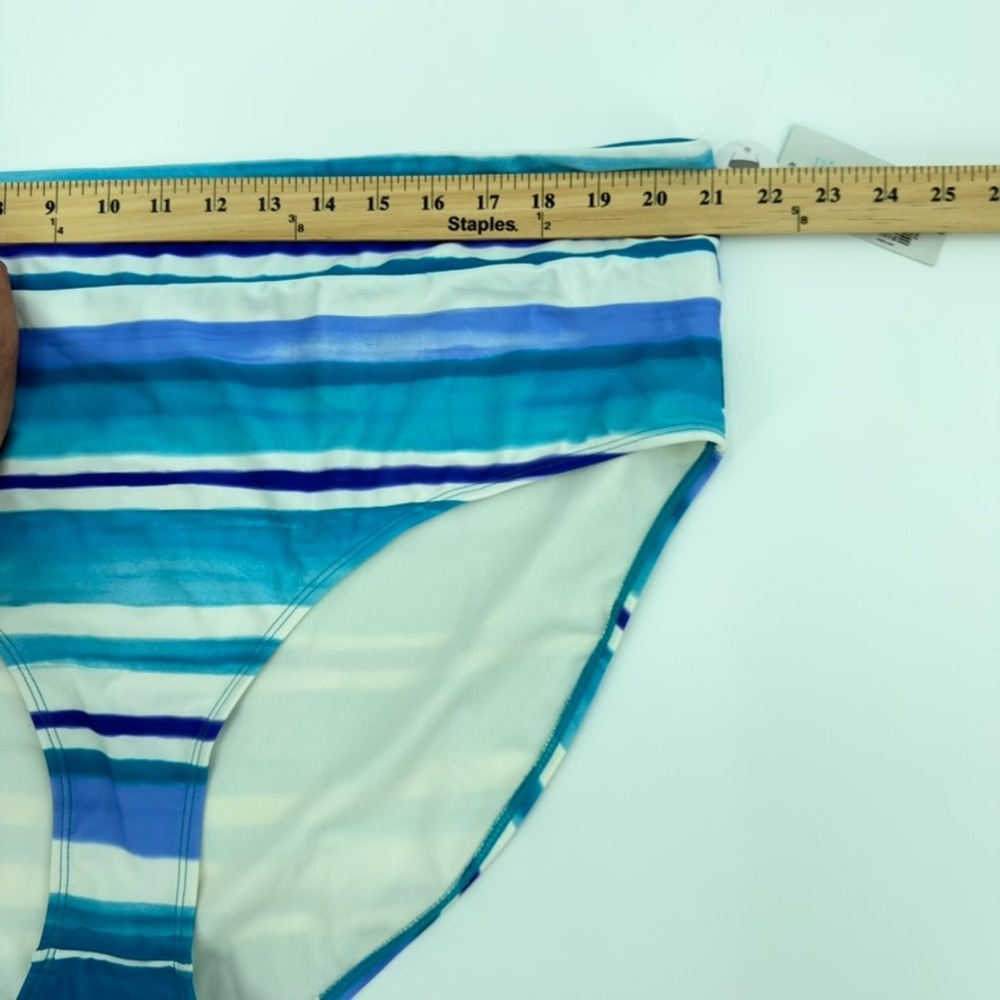 Outdoor Oasis Women 2X Blue Stripe High Waisted Full Coverage Bikini Bottoms NWT - Picture 6 of 9